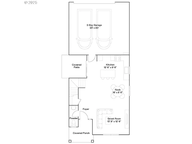 a picture of a bench in a white building