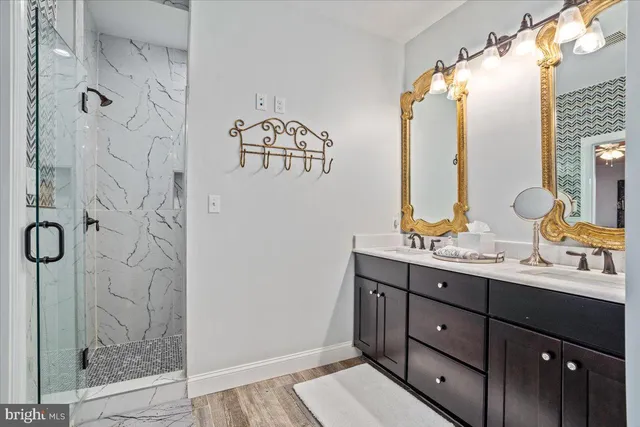 a view of a garden with a houses