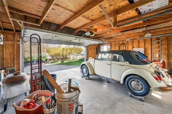 a view of a room with wooden roof