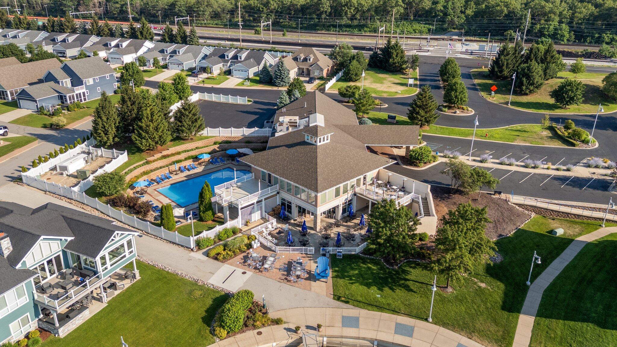 5956 Beacon Lane Portage, IN 46368 - Photo 54 of 57 an aerial view of a house with swimming pool and outdoor seating