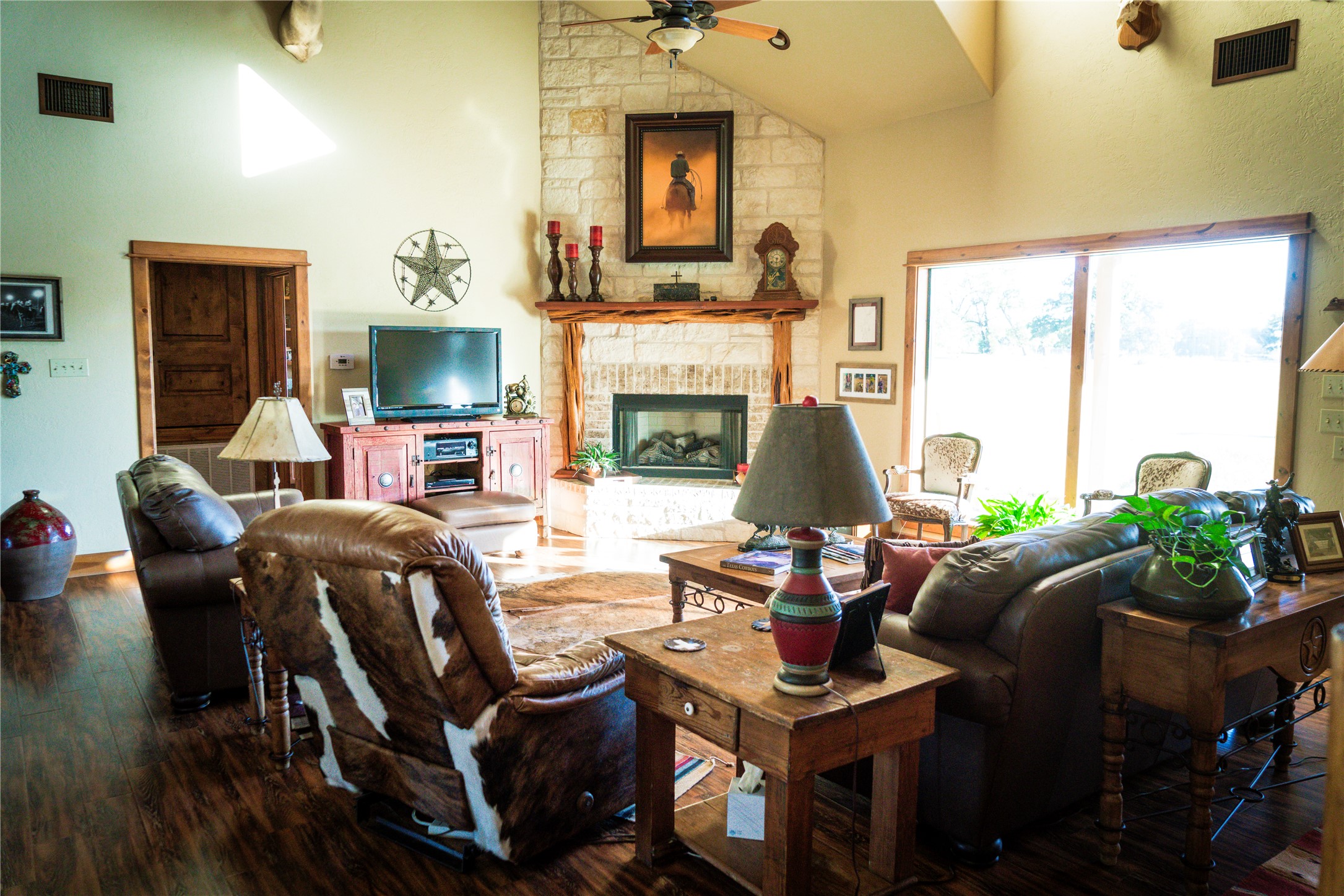 298 Cr 346 Road Milano, TX 76556 - Photo 12 of 26 a living room with furniture a fireplace and a flat screen tv