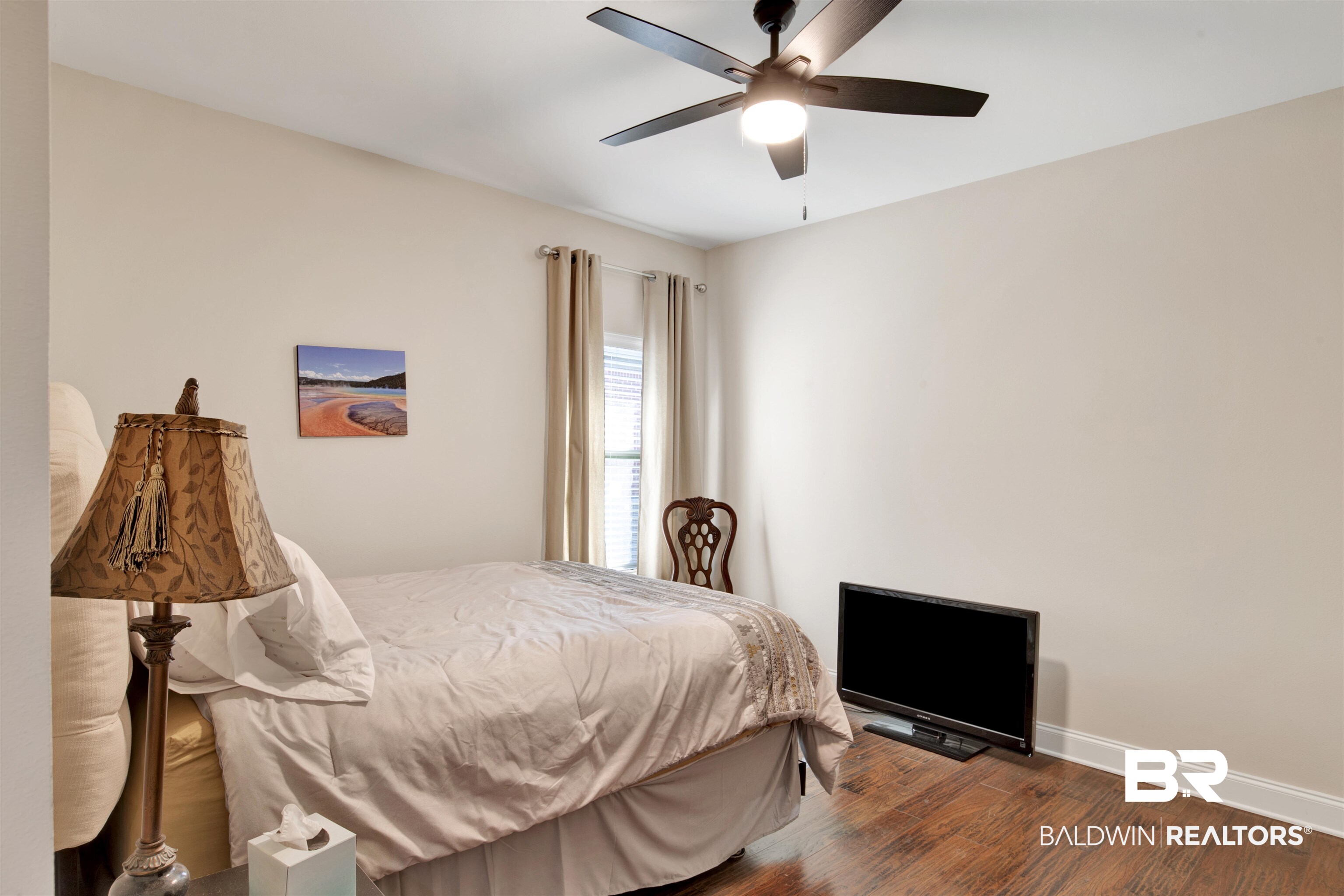 360 Scarlett Avenue Fairhope, AL 36532 - Photo 27 of 34 Bedroom with ceiling fan and dark hardwood / wood-style floors