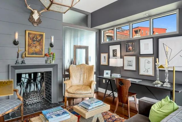 a living room with furniture