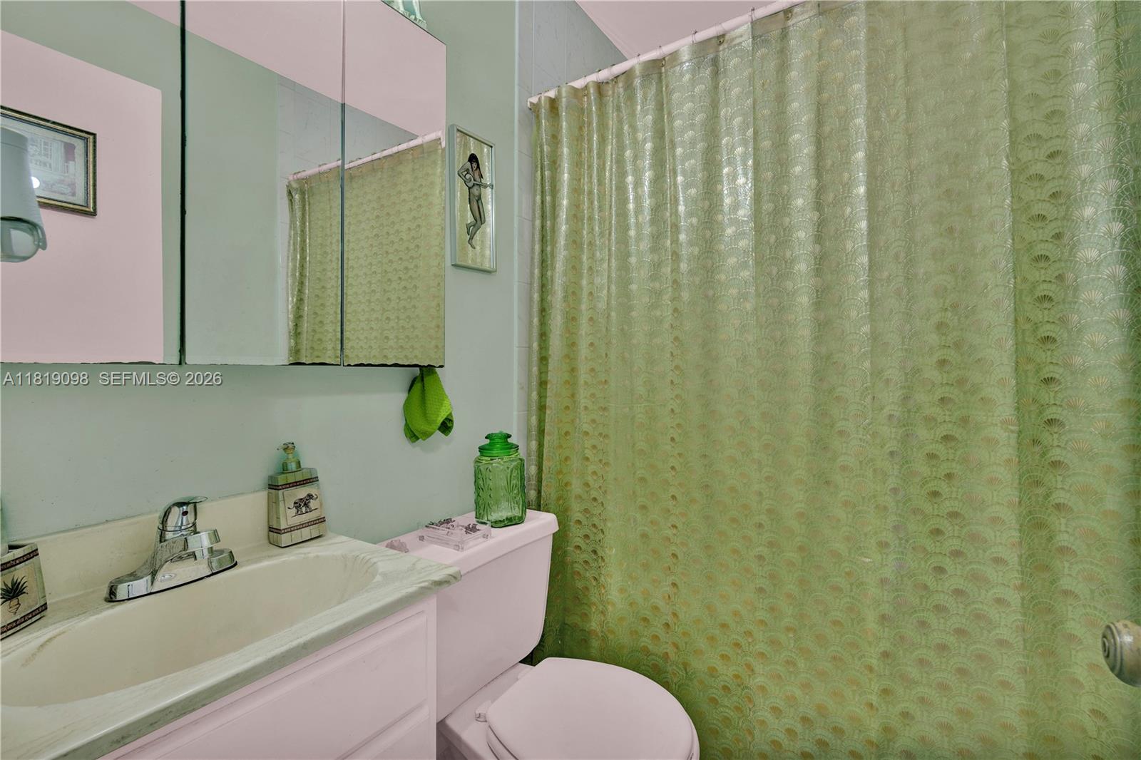 829 Southwest 19th Avenue Miami, FL 33135 - Photo 21 of 54 a bathroom with a sink a toilet and shower curtain