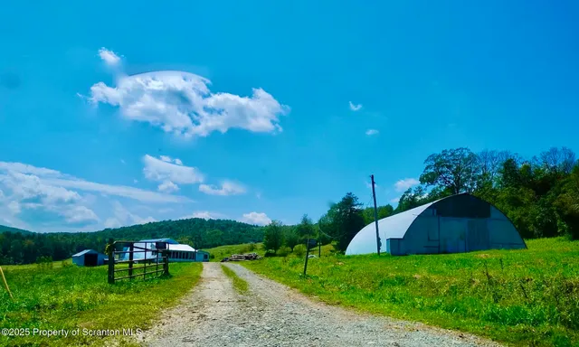 a view of grassy field with benches