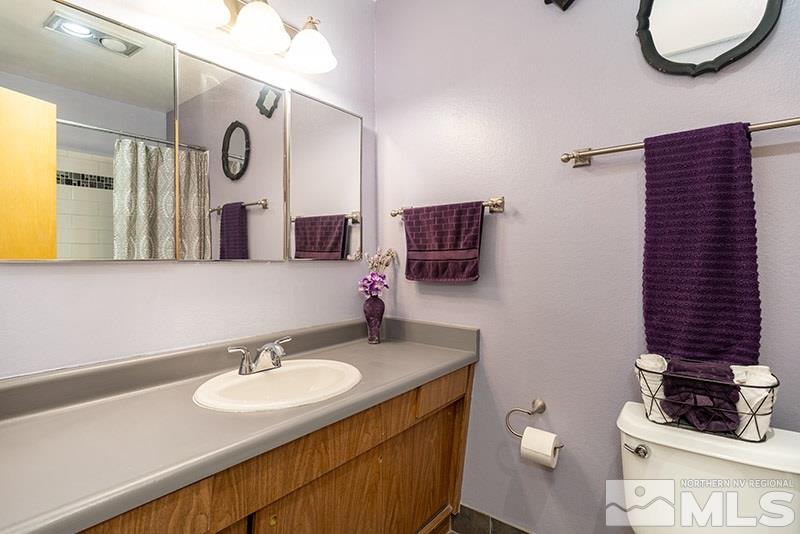 3450 Bryan Street Reno, NV 89503 - Photo 13 of 18 a bathroom with a sink a toilet and a mirror