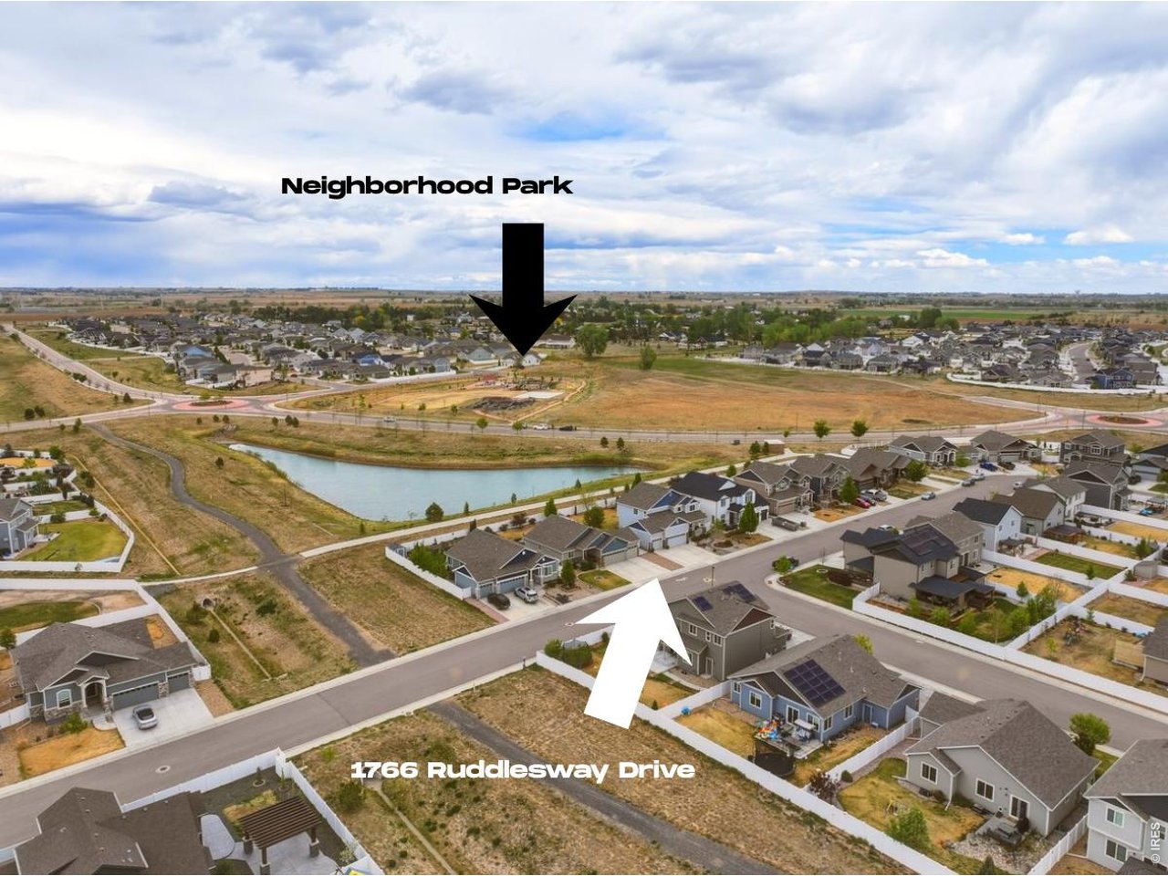 1766 Ruddlesway Drive Windsor, CO 80550 - Photo 41 of 50 Aerial View Of Property And Neighborhood Park