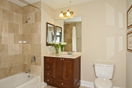970 Harris Road, Unit 222 Grayslake, IL 60030 - Photo 4 of 11 a bathroom with a granite countertop toilet sink and mirror