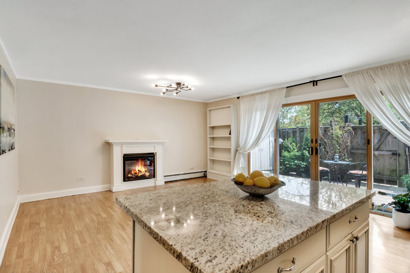 1341 Greenwillow Lane, Unit A Glenview, IL 60025 - Photo 9 of 27 a kitchen with a sink and a fireplace