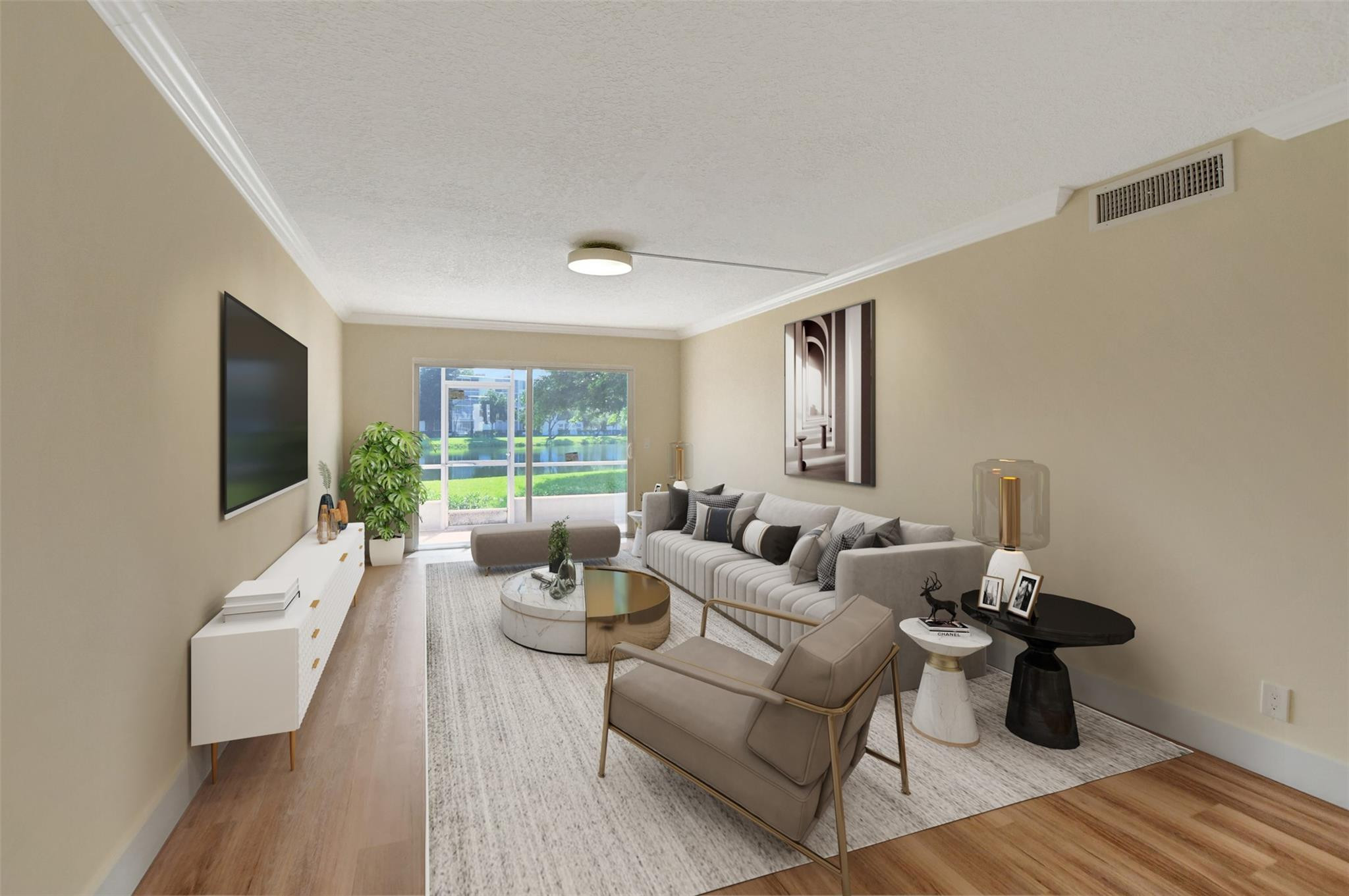 1019 Guildford East, Unit 1019 Boca Raton, FL 33434 - Photo 18 of 38 a living room with furniture and a large window