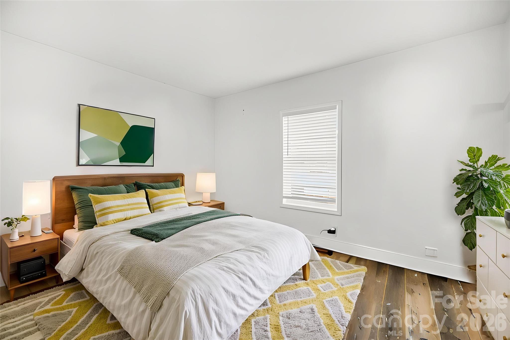 918 8th Street Lancaster, SC 29720 - Photo 25 of 32 a bedroom with a bed and a potted plant