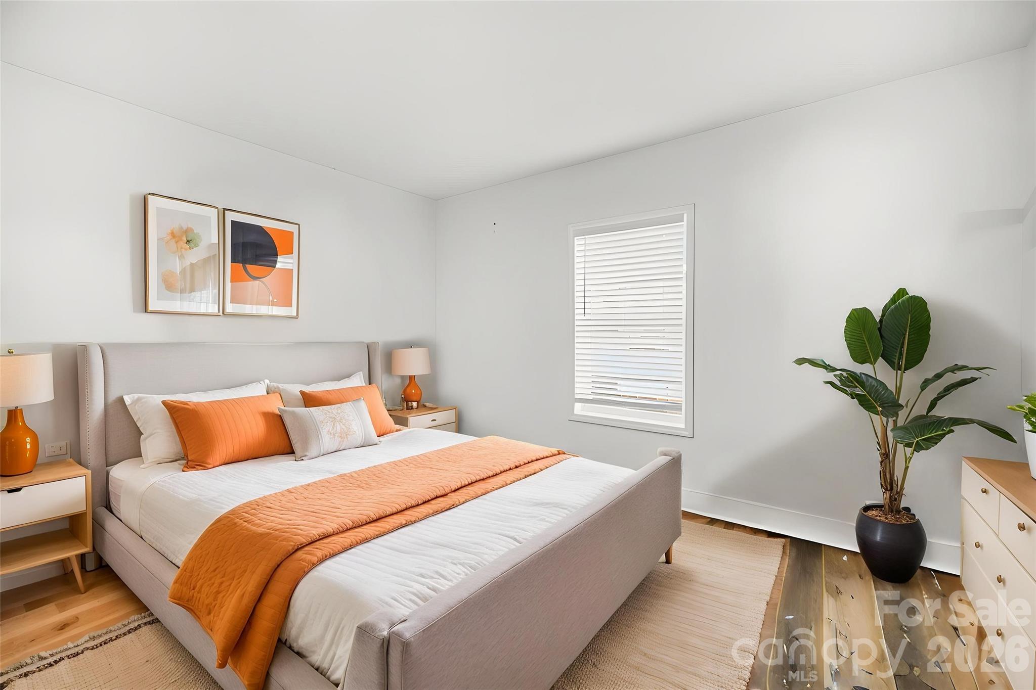 918 8th Street Lancaster, SC 29720 - Photo 26 of 32 a bedroom with bed and a potted plant