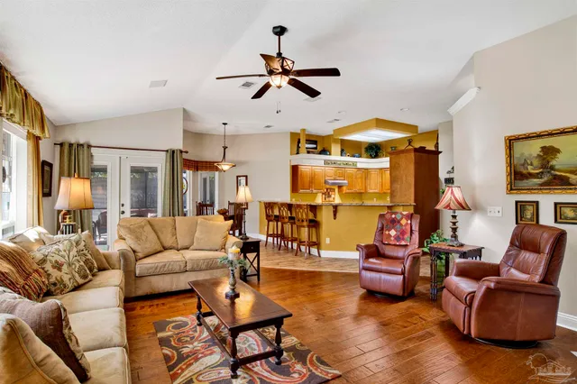 a living room with furniture