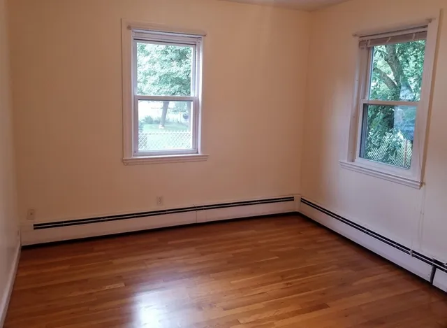 a view of a room with a window