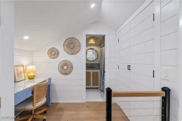 a view of entryway with wooden floor