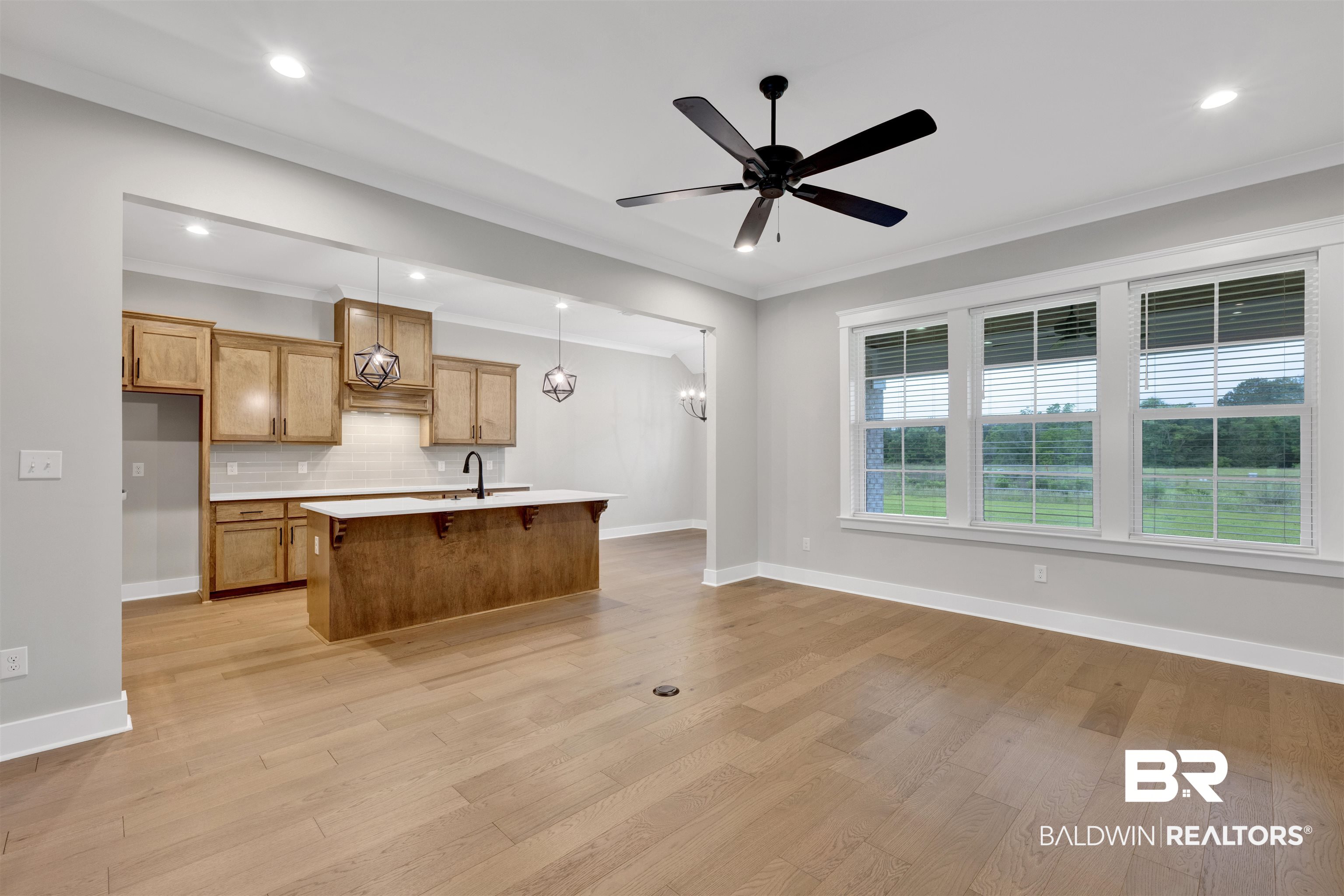 27371 Patch Pl Loop Daphne, AL 36526 - Photo 24 of 63 Open-concept living space featuring wood-finish flooring, recessed lighting, and a prominent ceiling fan