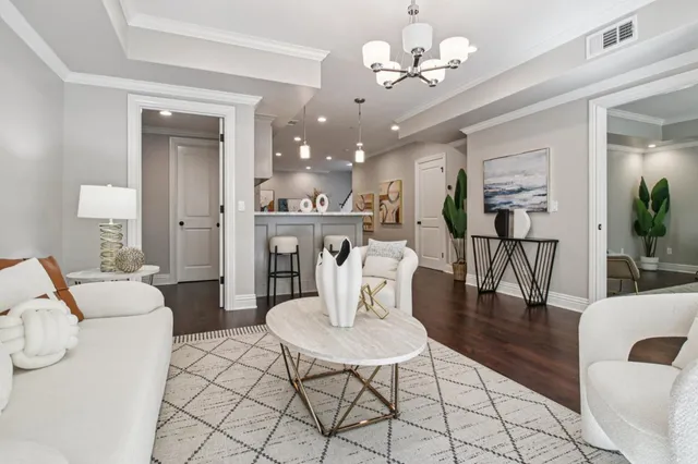 a bedroom with a bed and lamp