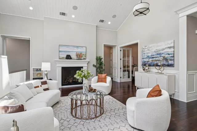 a bathroom with double vanity sink and a mirror