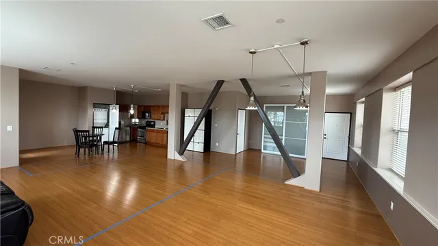 a view of a room with lots of dining room