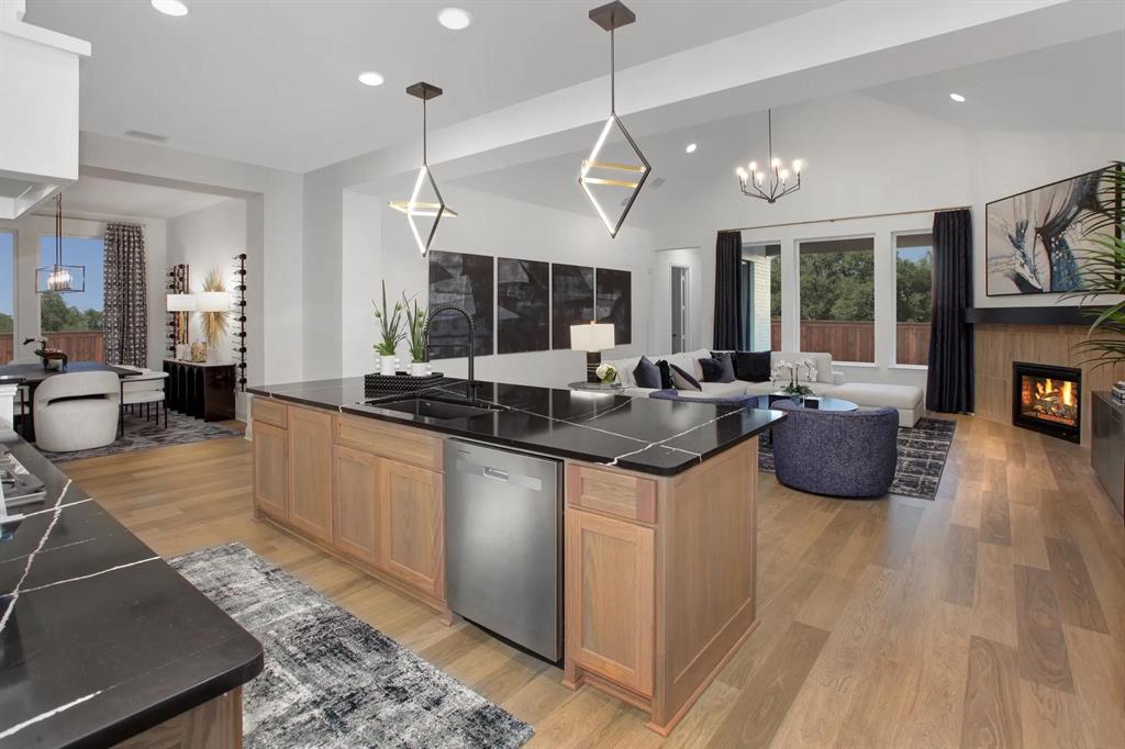 240 South Bee Balm Road McKinney, TX 75071 - Photo 4 of 23 a kitchen with sink and view of living room