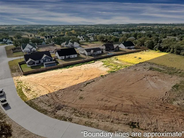 an aerial view of a swimming pool