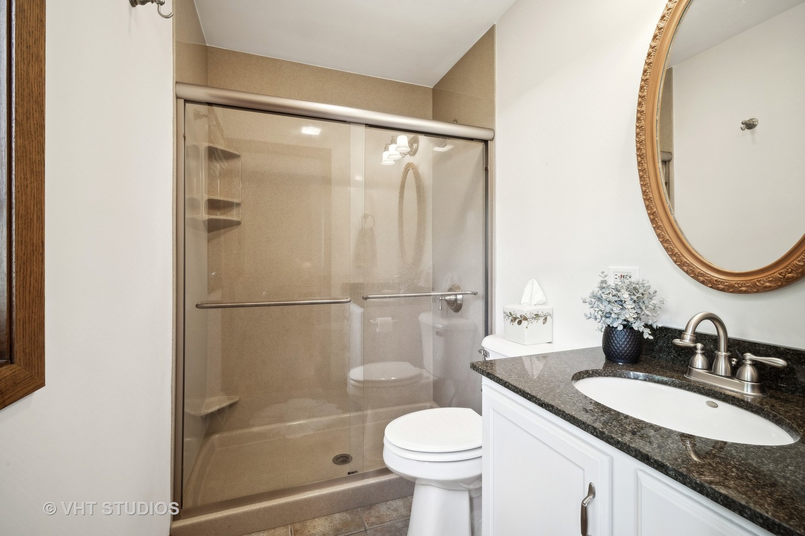 1059 Branch Road Gurnee, IL 60031 - Photo 13 of 28 a bathroom with a granite countertop sink mirror toilet and shower