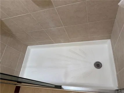 a bathroom with a bathtub