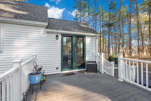 a view of a porch with furniture
