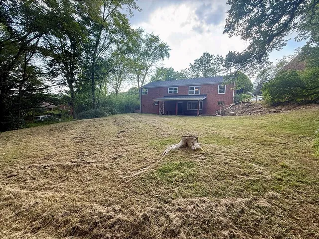 a view of a yard with trees