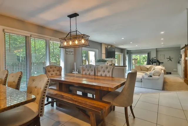 a room with a bed and furniture