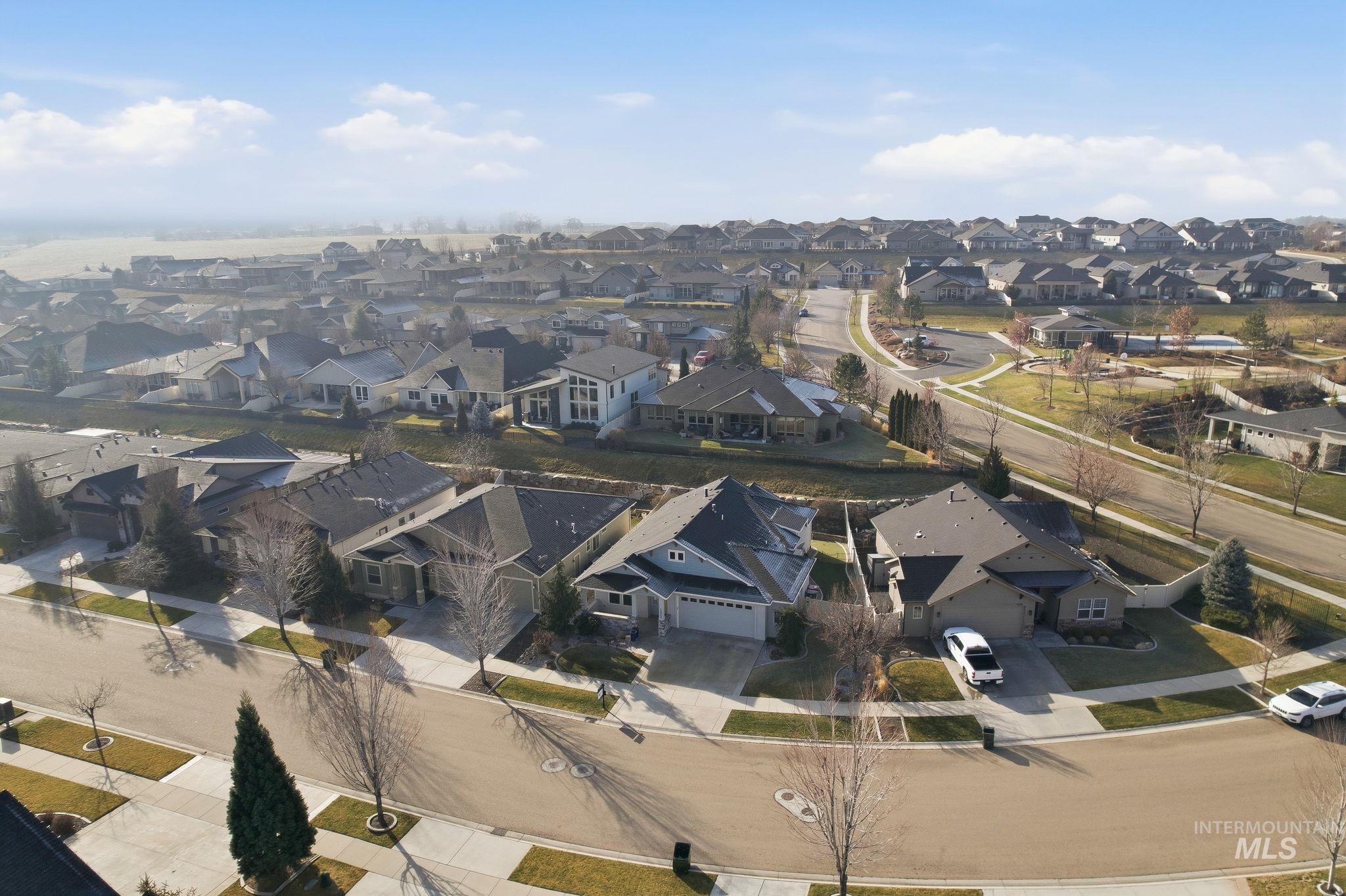 1013 East Radiant Ridge Drive Meridian, ID 83642 - Photo 3 of 36 Aerial view of property's location with nearby suburban area