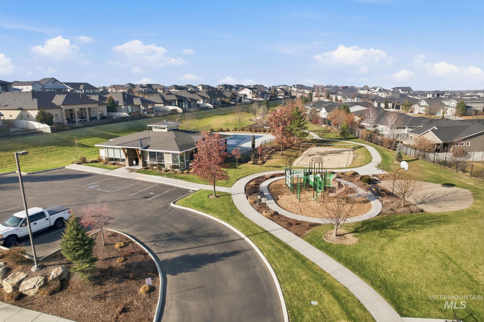 1013 East Radiant Ridge Drive Meridian, ID 83642 - Photo 34 of 36 Aerial view of residential area featuring a community park