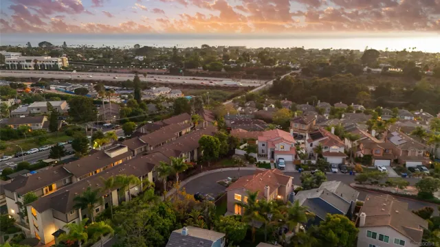 a view of a city with a mountain