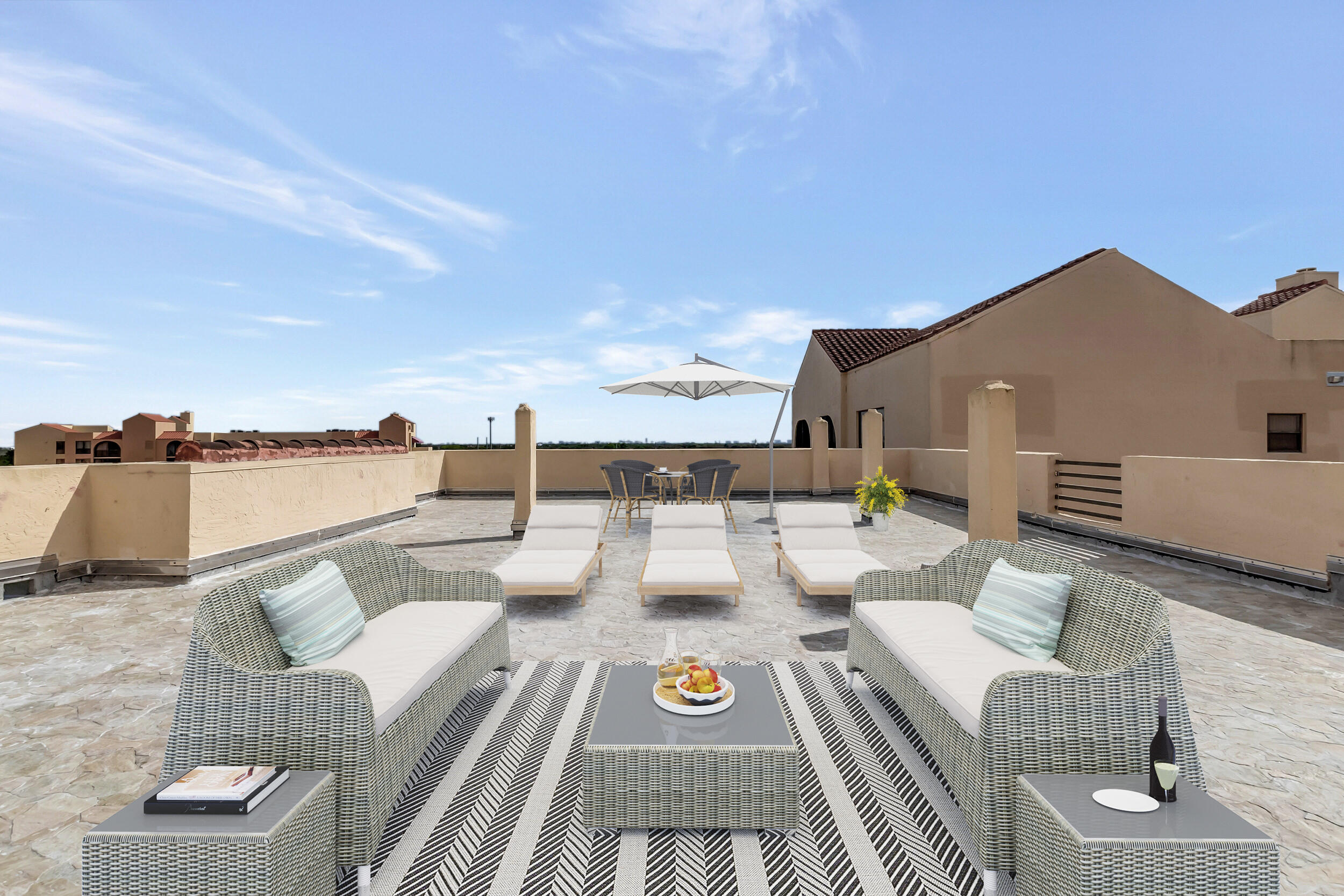 Staged 1900 sq. ft. rooftop terrace