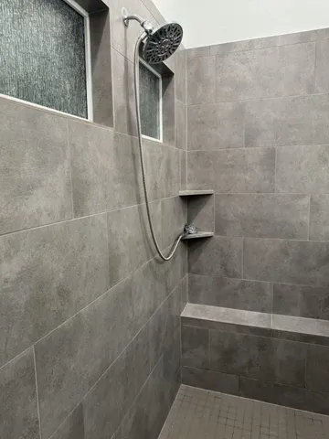 a bathroom with a shower