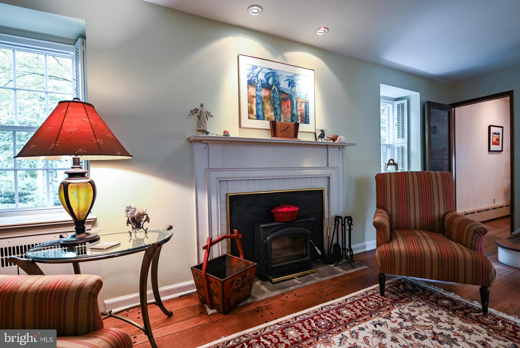 526 Revere Road Merion Station, PA 19066 - Photo 7 of 55 Living Room with Wood Burning Fireplace Insert