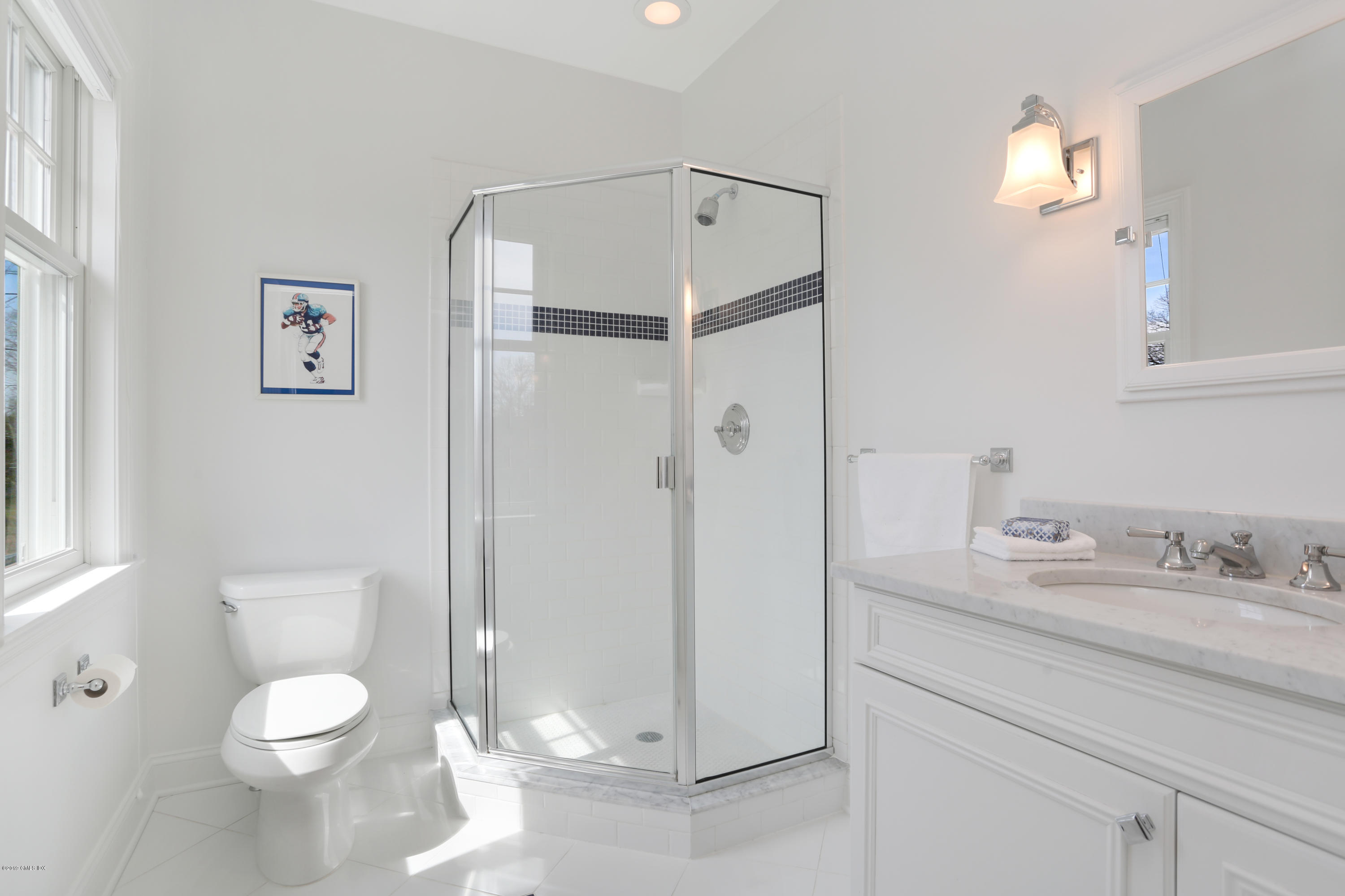 4 Highgate Road Riverside, CT 06878 - Photo 20 of 33 a bathroom with a toilet sink vanity granite and shower