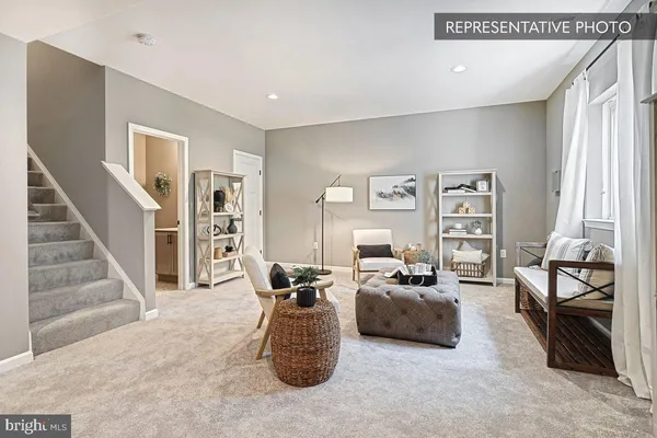 a living room with furniture