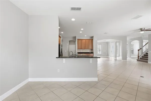 a view of a kitchen with a sink