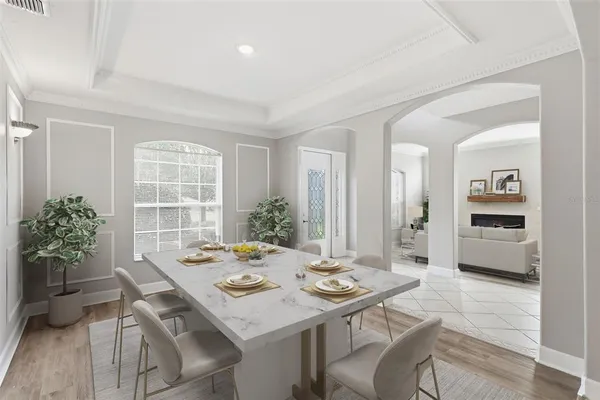 wooden floor in an empty room with a fireplace