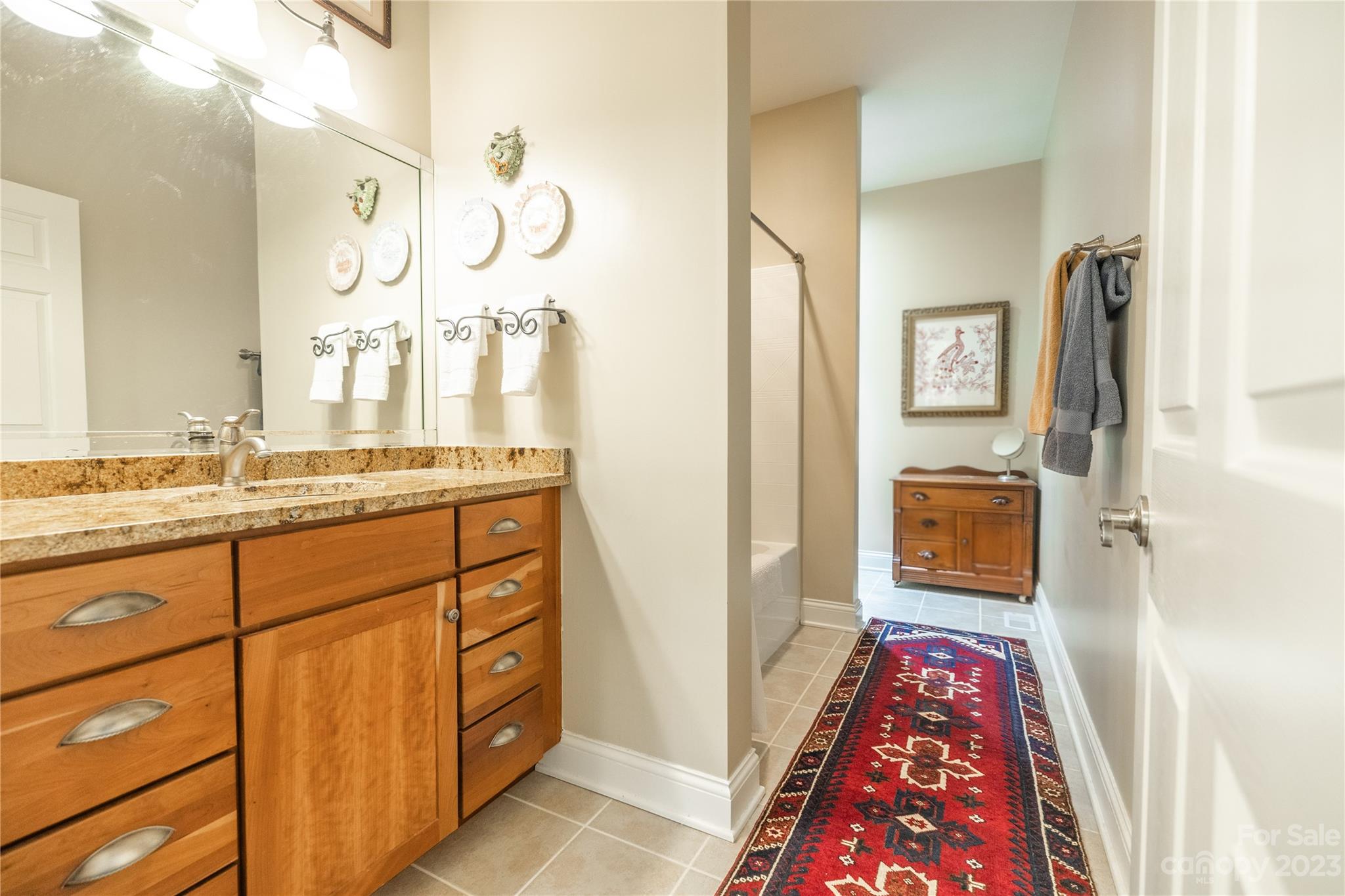 41 Silk Tree Road Hendersonville, NC 28739 - Photo 23 of 32 a bathroom with a sink a mirror and a shower