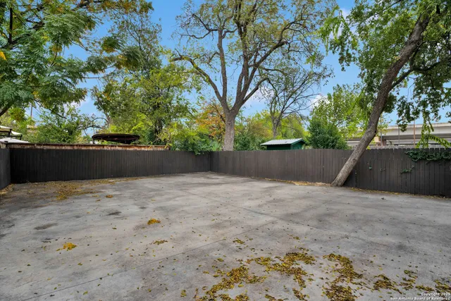 a view of backyard with green space