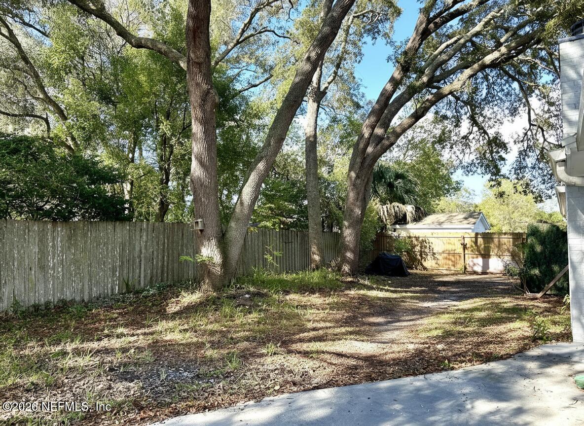 1516 Derringer Road Jacksonville, FL 32225 - Photo 54 of 55 a view of a yard with plants and large trees