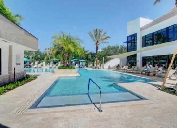 a view of outdoor space deck and swimming pool