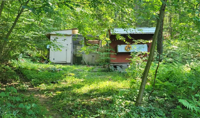a backyard of a house with seating space