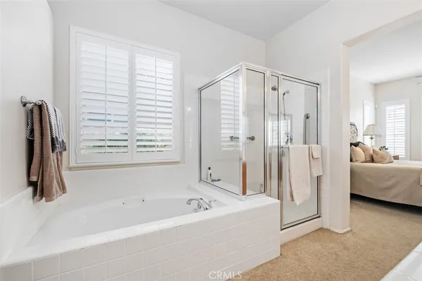 a bathroom with a tub a sink and a shower