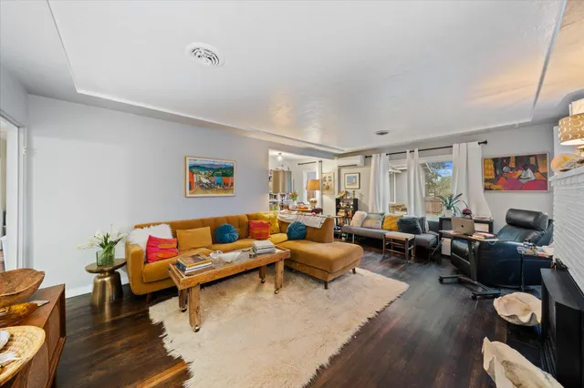 a living room with furniture or couch and a potted plant