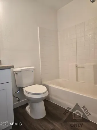 a bathroom with a toilet and a bathtub