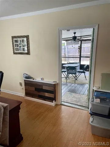a view of a dinning room with furniture