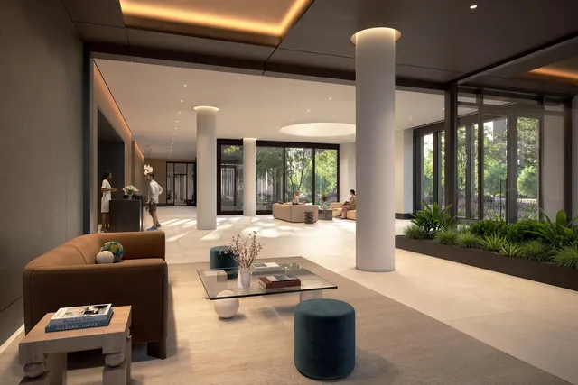 front view of a brick building